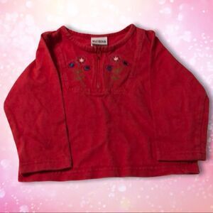 Okie Dokie Red Long Sleeve Tee Shirt Flowers 2T